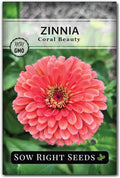 Sow Right Seeds - Zinnia Coral Flower Seeds for Planting - Beautiful Flowers to Plant in Your Garden - Non-GMO Heirloom Seeds - Vibrant Colored Variety - Attract Pollinators - Giant Cut Flower (1)