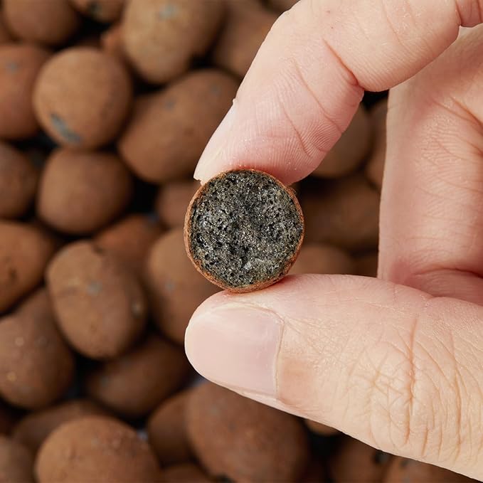 1Lbs Leca Expanded Clay Pebbles, 8-16mm Expanded Clay Aggregate, Natural Clay Pebbles for Hydroponic & Aquaponics Growing, Orchid Potting Mix, Hydroponics Supplies for Indoor Garden Plants