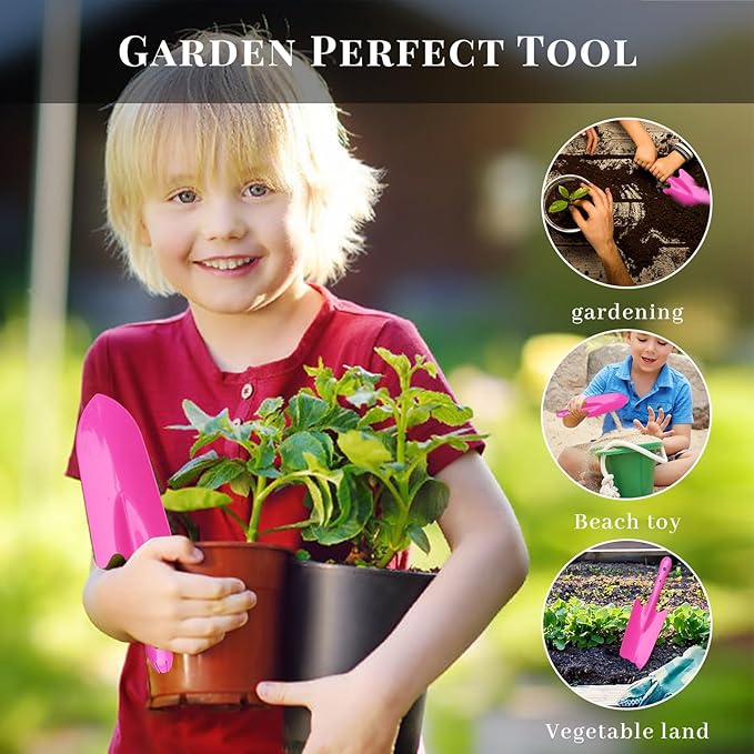 Garden Trowel for Digging and Planting, Mini Colorful Metal Hand Shovel, Small Trowel Set Garden Tools for Flower Soil Planting Digging Transplanting Ideal Gardening Gift for Kids