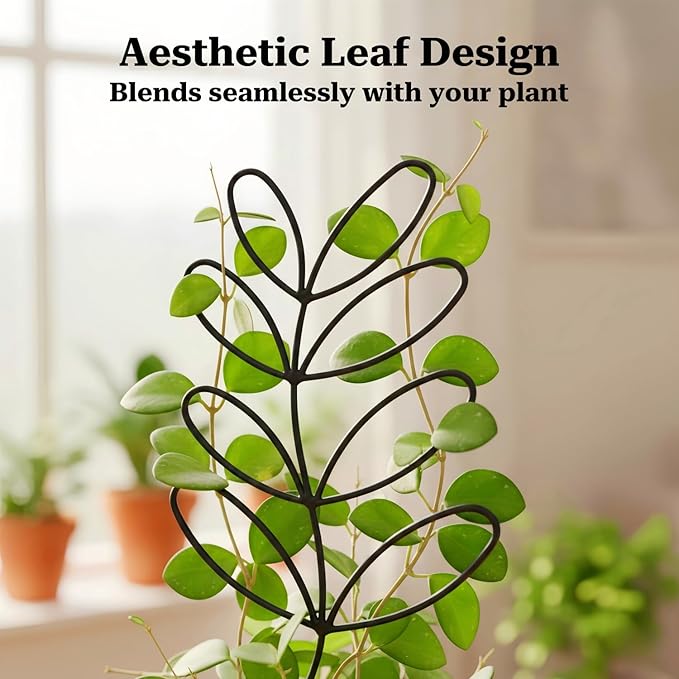Plant Trellis Indoor Climbing Support - 3-Pack 12.6" Small Metal Garden Trellises for Potted Hoya Pothos Monstera - Rustproof Outdoor Gardening Accessories for Plant Lovers