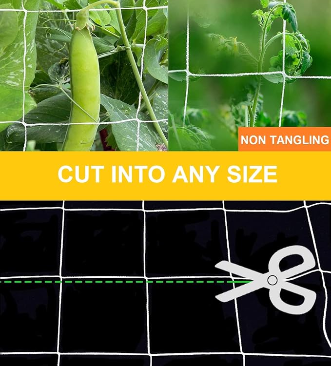 Plant Trellis Netting 5 * 15FT Heavy-Duty Polyester Grow Net, Garden Trellis Netting with Square Mesh for Climbing Plants, Vegetables, Fruits and Flowers
