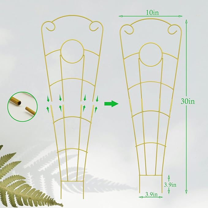 30 Inch Trellis for Climbing Plants Indoor 4 Pack Indoor Plant Trellis for Potted Plants Metal Garden Trellis for pots Indoor Outdoor for Monstera Pothos Vine Ivy Hoya(4Pcs 30inch Gold)