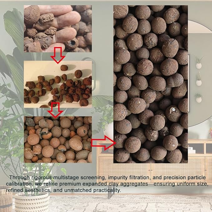 Natural Organic Clay Pebbles, 2LBS 8mm-18mm Expanded Leca Balls Plant Garden Soil, Grow Media for Hydroponics, Decoration, Aquaponics, Gardening Essentials