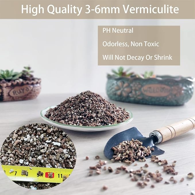 Natural Coarse Vermiculite 2QT for Plants Organic Occurring Mineral Potting Mix Medium for Potted Plants, Hydroponics, Terrariums, Orchids, Mushroom Or Reptile Habitats