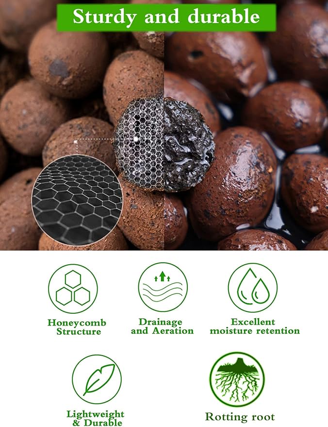 11LB Organic Expanded Clay Pebbles,for Soil Hydroponic Rocks Orchids,Indoor Plants,Succulents (11)