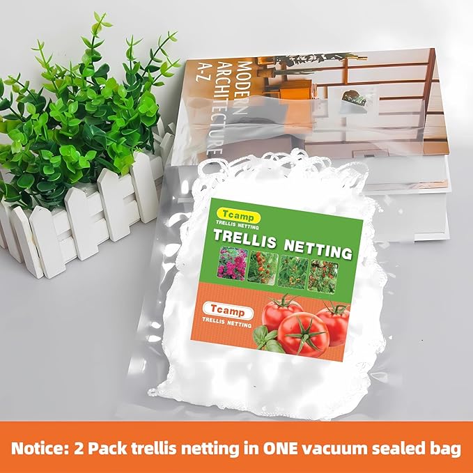 Tcamp Trellis Netting for Climbing Plants Outdoor Indoor (6" Square Mesh Ployester, 5ft x 15ft) (2 Pack)