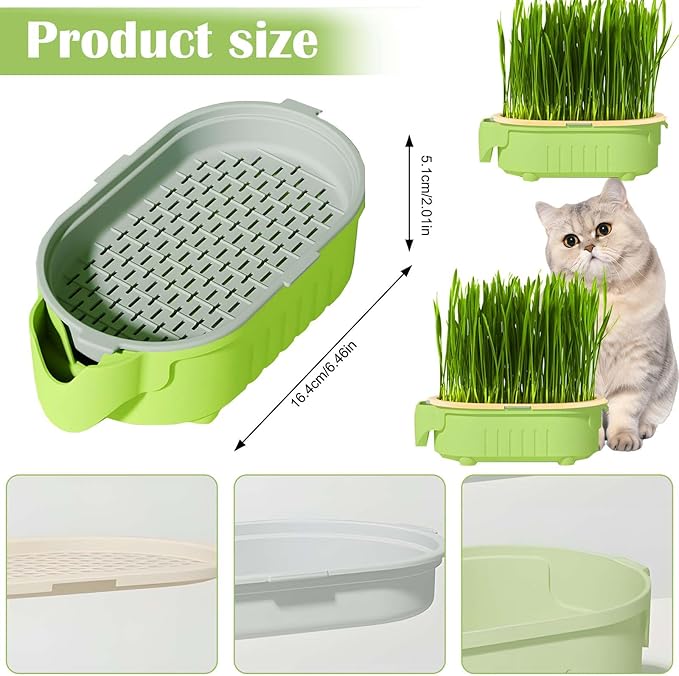 3-Level Hydroponic Cat Grass Planter Box - Ideal for Indoor Cats, No Seeds or Catnip Included