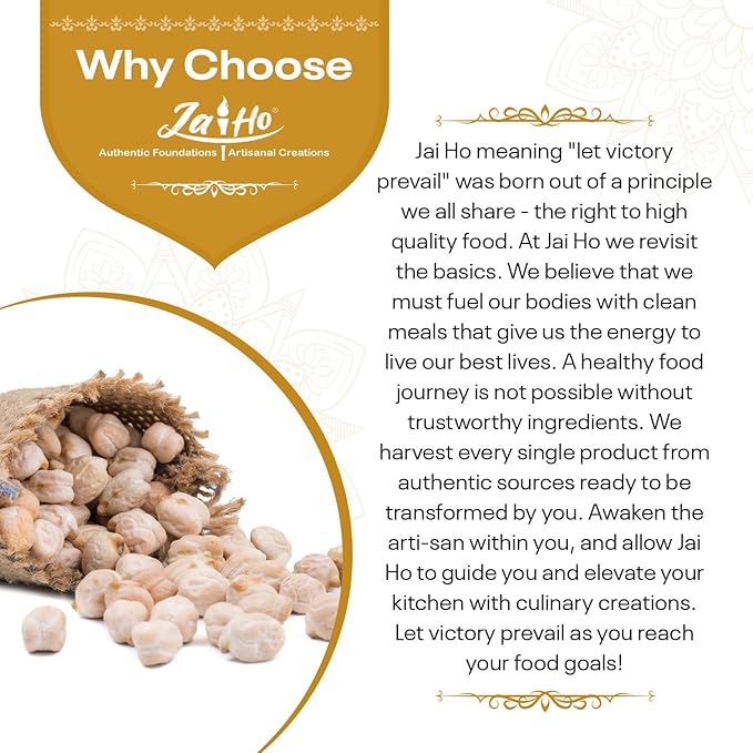 Jai Ho Certified Organic Kabuli Chana Garbanzo Beans 4 lb | Chickpeas Lentils | Indian Kabuli Chole Chana | USDA Organic | Non-GMO | Chemical-Free | Premium Quality Kosher (4 Pound, Kabuli Chana)