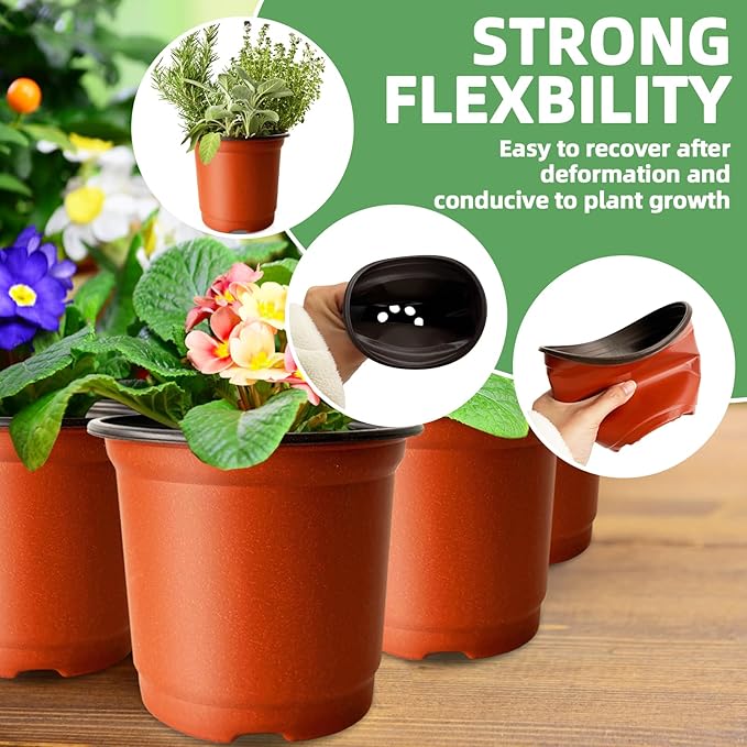 Baaxxango 200 PCS Plastic Nursery Pots,4 Inch Seedling Starting Pot with Holes,Flower Plant Container for Succulent,Seed,Cuttings,Transplanting