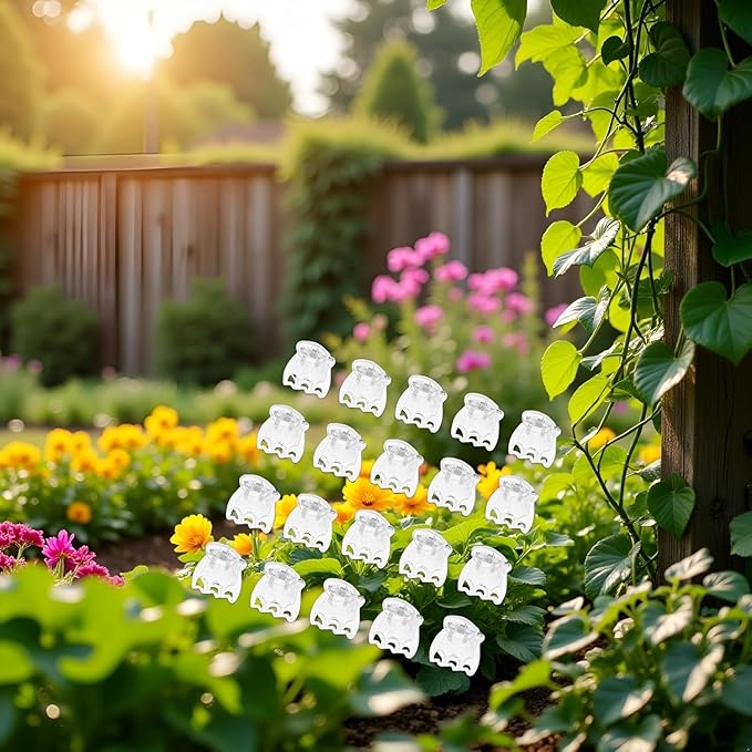 50Pcs Transparent Plant Orchid Clips Flowers Support Clear Fixer for Garden Vine Stem Plants Climbing Clasp Transparent 6 Claws Orchid Clips Plastic Butterfly Plant Support Structures