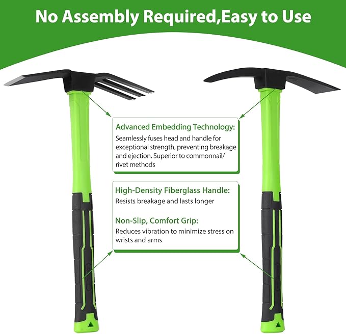 2pcs Garden Tools Comfortable Handle Hoes for Garden Work Carbon Steel Outdoor Tools