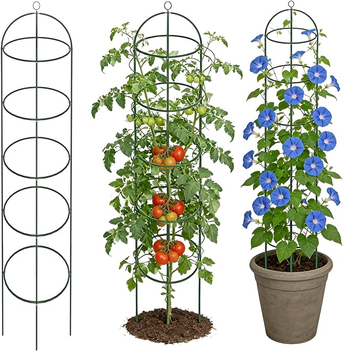 Garden Obelisk Trellis for Climbing Plants 5.7/4.5FT Heavy Duty Metal & Rustproof Plant Climbing Support for Garden Indoor Outdoor Potted Plant Flowers Fruits Vegetable Vines (5.7FT / 2Pack)