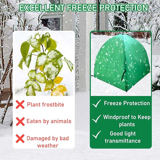 2 Pack Winter Plant Covers Freeze Protection Shrub Covers, Plant Frost Protection Tent, Warm Plant Tents Protecting for Fruit Potted Plants Tree from Freezing Animals Eating(22x22x23in, Frost Cloth)