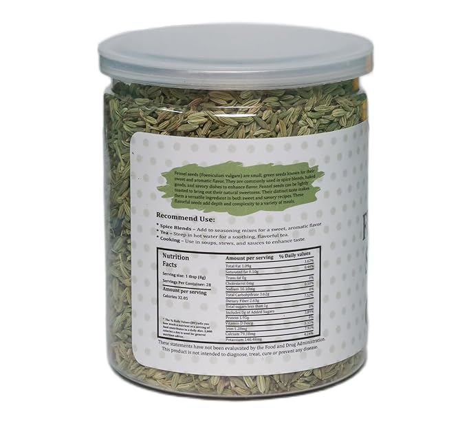 Fennel Seeds 8oz, 100% Pure & Natural Whole Fennel, Premium Quality Spice for Cooking & Tea, Fresh & Aromatic - By Yogi’s Gift®