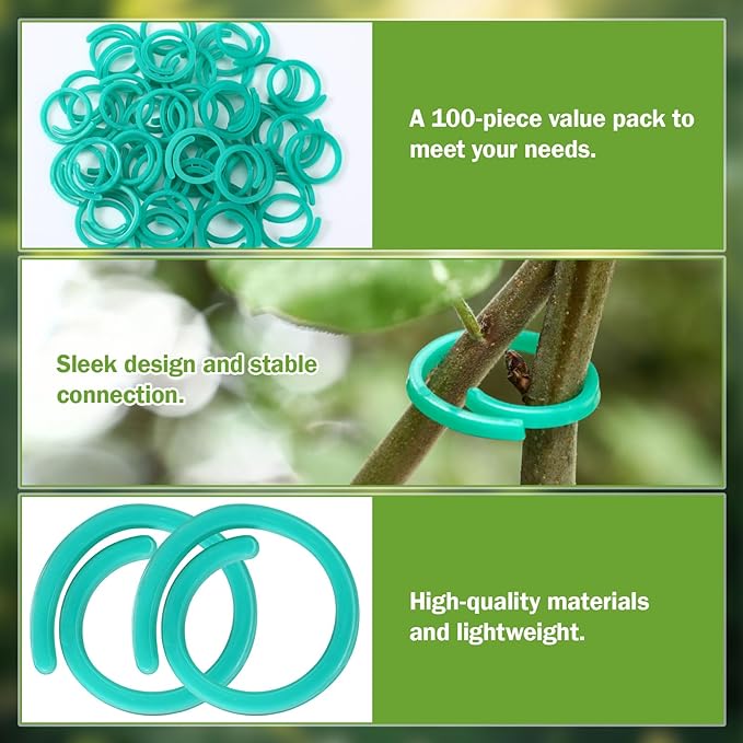200 Pcs Plant Support Clips Garden Plastic Spiral Plant Clips for Climbing Plants Tomato Grape Vine Flower Lever Fixing Loop Gripper for Garden Netting Climbing Plants, Secured Stem and Vine