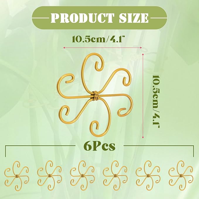 6 Pcs Plant Stem Support, Metal Monstera Plant Support Climbing Plant Stem Holder for Indoor Plant Care Stabilization and Support