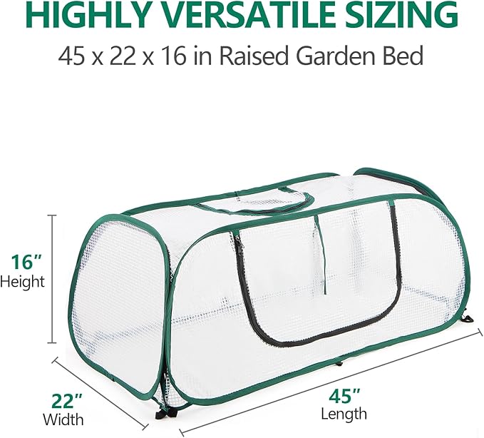 Pack of 2, Garden Bed Cover, 45"x22"x16"(H), Plastic Hot House, Garden Row Accelerator, Greenhouse, Freeze Protection Humidity Domes for Gardening Germination and Seedling Propagation