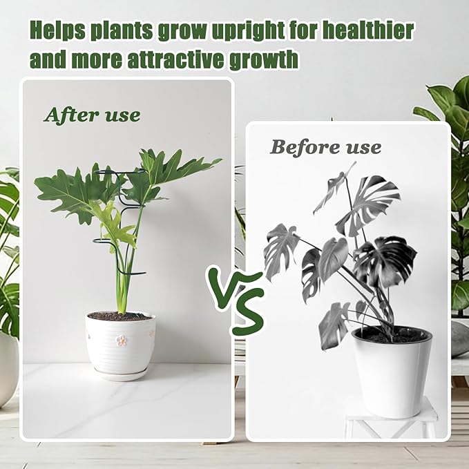Indoor Plant Trellis Support, 4PCS Durable Metal in & Outdoor Trellis for Climbing Plants 15.7 Inch Metal Garden Stakes Plant Stem Holder Support for Potted Plants, Monstera, Flowers & Herbs (4PCS)