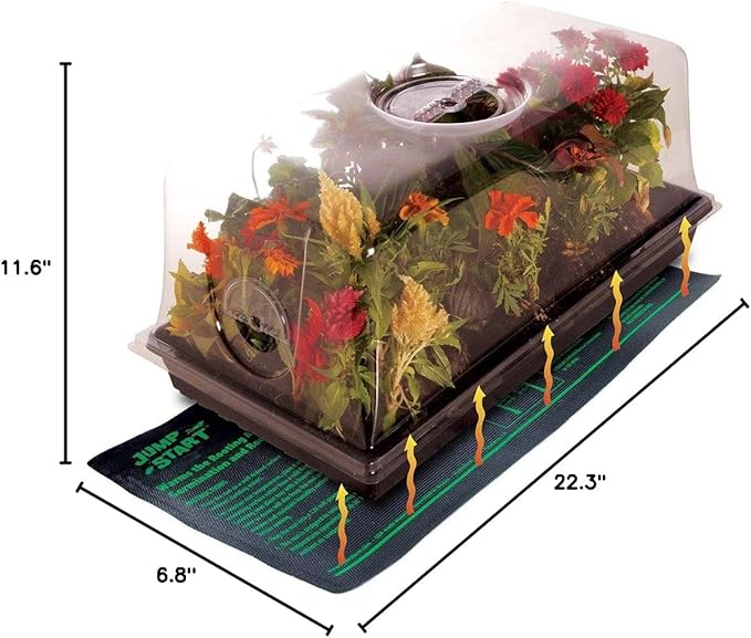 Jump Start CK64060 120V 17W Germination Hot House with Heat Mat, Watertight Tray, Cell Insert and 7" Humidity Dome