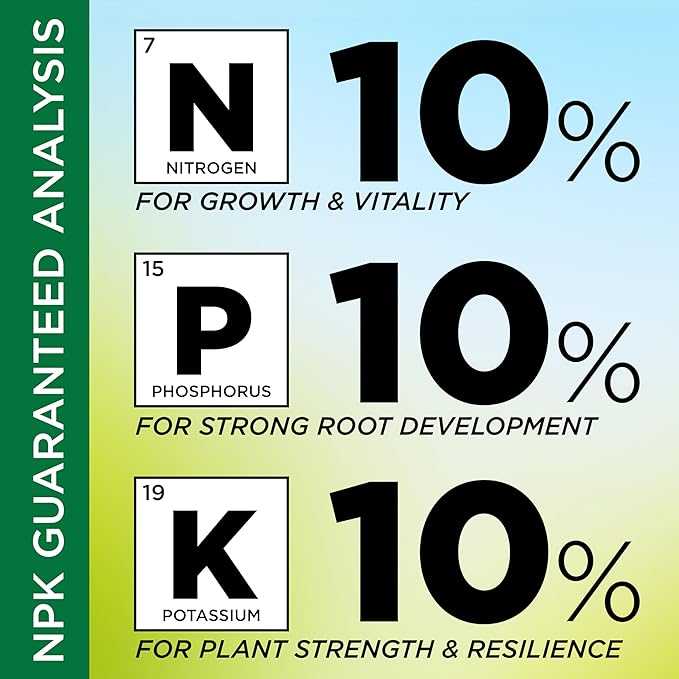 GreenView Multi-Purpose Fertilizer, NPK 10-10-10; 33 lb. Bag - Plant Food Feeds Vegetables, Flowers, Trees, Shrubs, and Ornamental Gardens for up to 6 Weeks - Covers up to 3,300 sq.ft.