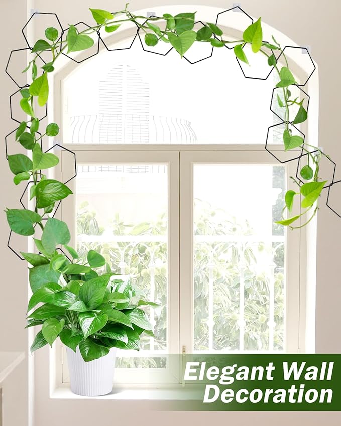 UNOONE Plant Trellis for Climbing Plants Indoor - Black Steel Sturdy and Durable Trellis for Monstera, Pothos, Ivy, and More | Indoor Plant Support and Garden Wall Trellis