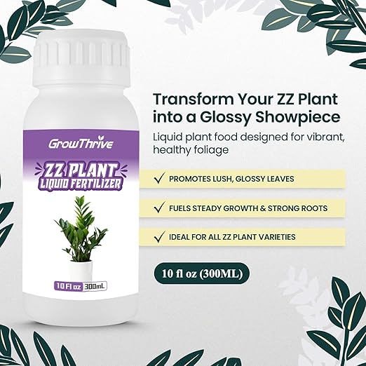 ZZ Plant Liquid Fertilizer – Organic Probiotic Plant Food for ZZ Plants, 10 oz Concentrate (Makes 120L) – Promotes Lush Growth, Greener Leaves & Stronger Roots – Natural, Non-Chemical Formula