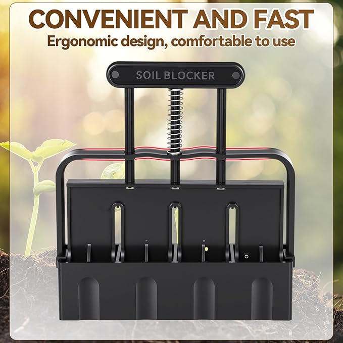 Chumia 2 Pcs Soil Blocker Makers Hand Held 4 Cell Soil Blocker for Seed Starting 2 Inch Mold Blocking Tool Manual for Garden Grow Seedling Indoor Outdoor Plants Greenhouse