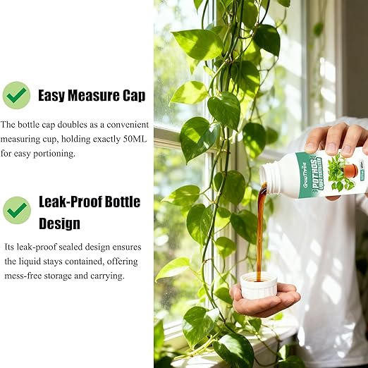 Organic Pothos Plant Food Liquid Fertilizer (10 oz) - Probiotic Nutrient Solution for Indoor Houseplants, Vibrant Leaves & Root Growth