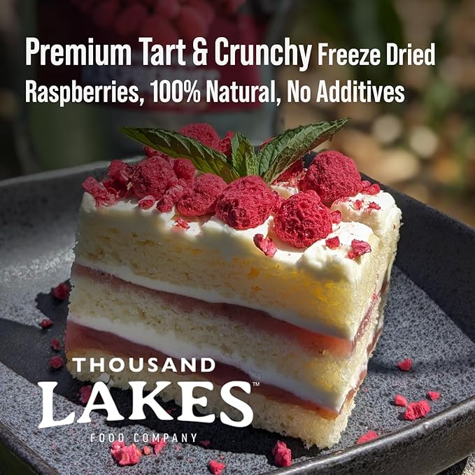 Thousand Lakes Freeze Dried Fruit - Raspberries - Bulk 5.6 ounces | No Sugar Added | 100% Whole Raspberries