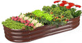 Raised Garden Bed GRS Certified Galvanized Planter Box Outdoor, 5ft Oval Rot-Resistant Metal Garden Bed Planter, Recycled Material Planter for Vegetables Flowers Herbs (Brown)