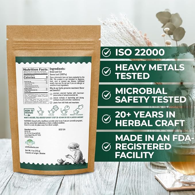 4 oz. Senna Leaf Senna Leaves Tea Bags Herbal Tea (Senna Alexandrina) - 113g Bags Hoja De Sen Hojas De Sen Para Te