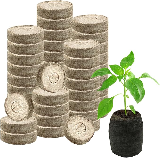 50mm 56 Pcs Peat Pellets Seed Starter Soil,Compressed Seed Starting Soil Peat Pellet for Seed Starting of Plants, Fruits, Vegetables, Flowers, Easy Planting and Transplanting