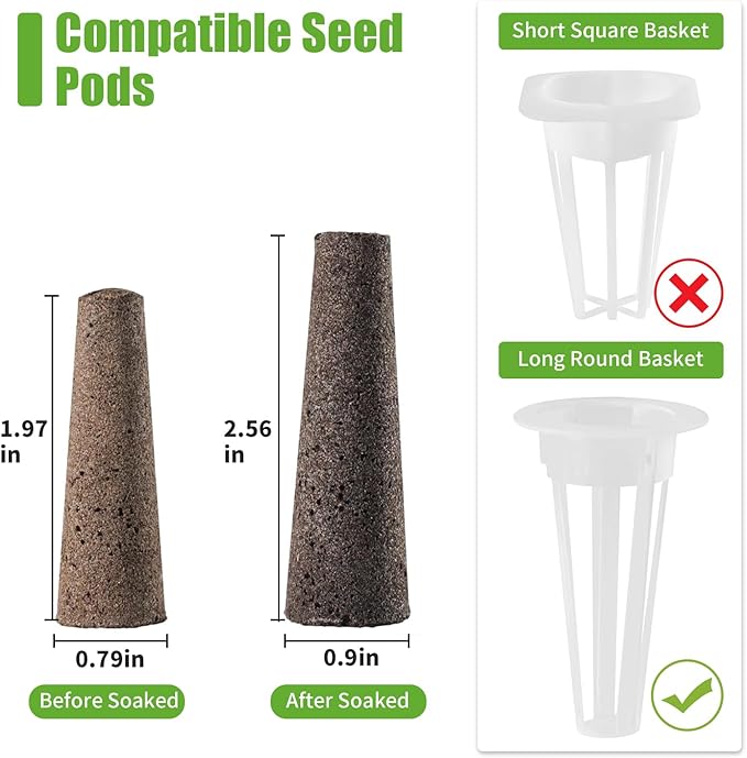 Grow Sponges 50 Pack, Hydroponics Replacement Root Growth Sponges Compatible with Aero Garden iDOO and Most Other Brands