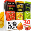 ZEARAW Healthy Fruit Snacks for Adults and Kids – 30 Fruit Leather with Dried Apple, Apple-Strawberry, Pear-Mango – Vegan Low-Carb Variety Pack Strips for Kids – Sugar Free Bars