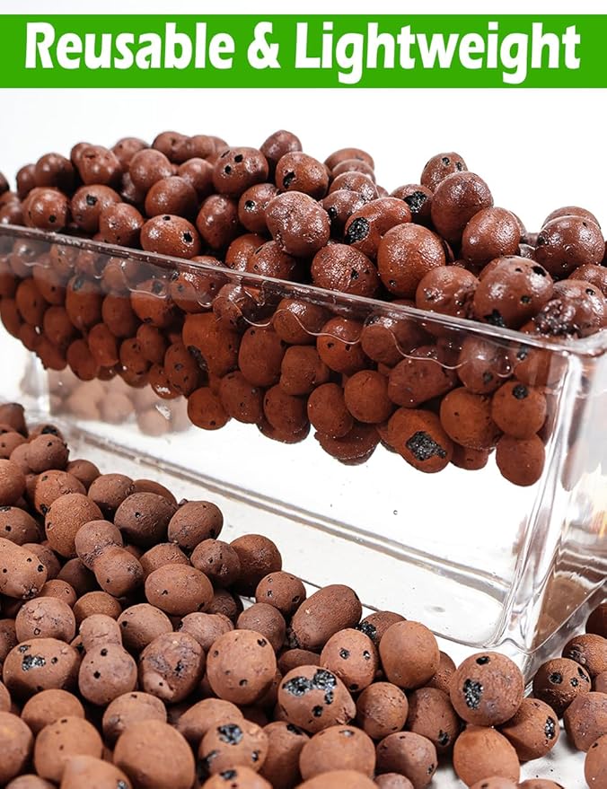 TOYPOPOR Leca Clay Pebbles for plants, Expanded Leca Balls, Lightweight Clay Ball, Potting Mix, Grow Media Used for Drainage, Decoration, Aquaponics, Hydroponics and Other Gardening Essentials 1 Quart