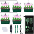 YAUNGEL Seed Starter Tray with Grow Light, 5 Pack Seed Starter Kit with Heat Mat, Seedling Starter Trays with Timing Controller Adjustable Brightness, Thicken Trays with Humidity Domes