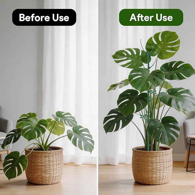 15 Packs Stackable Monstera Plant Support, 11 inch Plant Stakes with 131ft Garden Twist Tie & 10 Plant Clips for Indoor and Outdoor Plants Use Garden Trellis for Climbing and Potted Plants