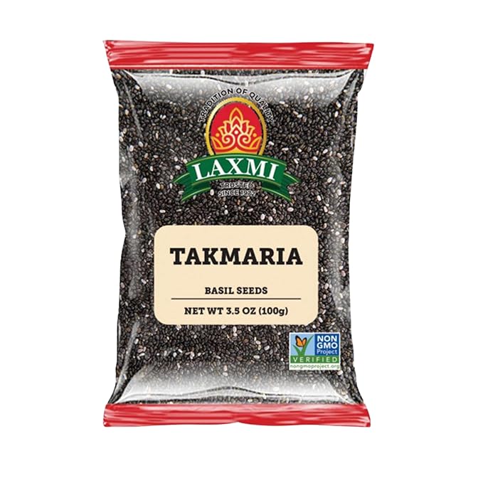 LAXMI Takmaria Basil Seeds Sabja, Tukmaria, Tulsi Seeds - All Natural, NON-GMO, Fresh and Pure, Product of India - 3.5 oz