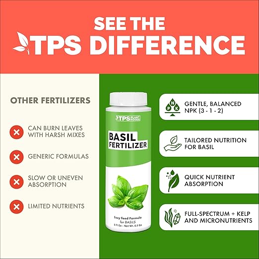 Basil Fertilizer – Liquid Plant Food for More Leaves, Fuller Plants & Fast Regrowth, 8 oz