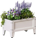 Raised Garden Bed with Detachable Legs Elevated Metal Planter Box for Growing Fresh Herbs Vegetables Flowers Succulents&Other Plants for Outdoor Backyard Patio (White - Low Height)