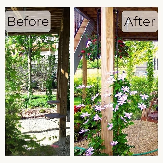 Deck Post Trellis for Posts and Columns, 108 in x 4 in Narrow Climbing Plant Support, HDPE Mesh Vine Trellis for Clematis and Vines, Scroll Trellis 1-Pack