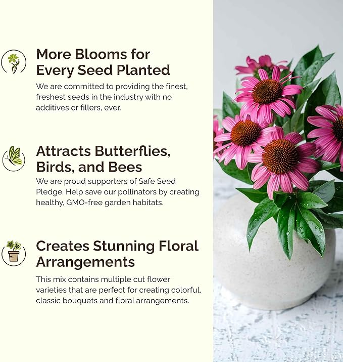 Eden Brothers South Carolina Wildflower Mixed Seeds for Planting, 1/4 lb, 120,000+ Seeds with WallFlower, Primrose | Attracts Pollinators, Plant in Spring or Fall, Zones