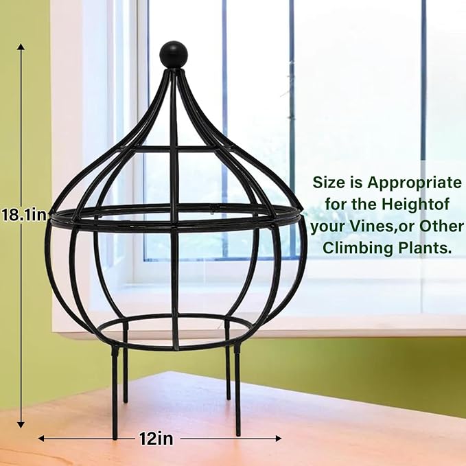 Sturdy Metal Garden Obelisk Trellis for Climbing Plants - 12" x 8.1" Versatile Support for Roses, Topiaries & Houseplants - Easy to Assemble, Durable & Decorative for Indoor/Outdoor Displays