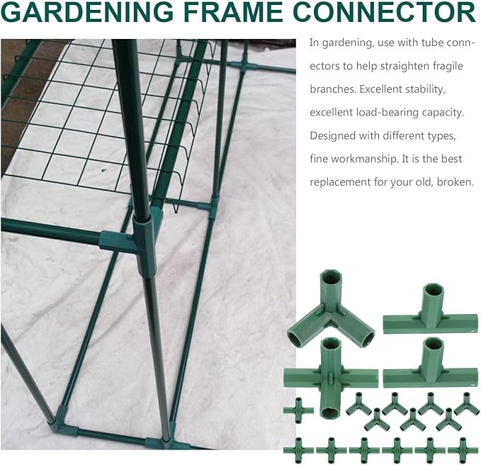 20pcs Greenhouse Frame Connectors Gardening Frame Joints 16mm Pole Connectors for Garden Stakes and Plant Support Structures Sturdy Fixing for Outdoor Greenhouse Construction