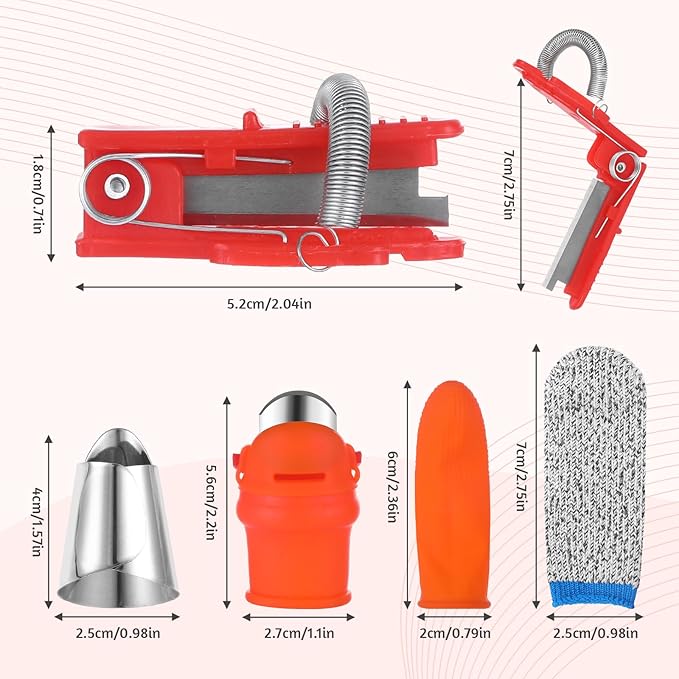 16 Pcs Thumb Knife for Gardeners,Multifunctional Gardening Thumb Knife Tool Set,Portable Garden Finger Cutter for Plant Vegetable Fruit Picking,Trimming,Harvesting, Red