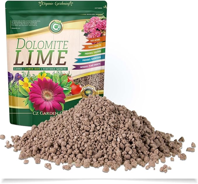 Organic Dolomite Lime - Made in USA - Garden Soil Amendment Fertilizer for Lawns, Plants & Flowers. Calcium/Magnesium Additive. Safely Stabilize pH. Cures Blossom End Rot in Tomatoes. OMRI Listed