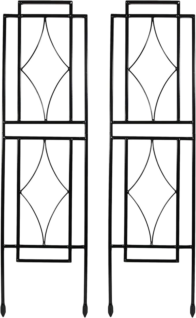 Sunnydaze 30-Inch Contemporary Metal Garden Trellis for Climbing Plants - Decorative Outdoor Plant Trellis - Set of 2