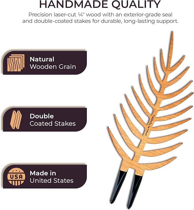 Treleaf Palmella Palm Leaf Inspired Wooden Trellis – Regular Size Indoor Plant Support for Climbing Plants – 12” Decorative Houseplant Trellis and Wooden Plant Stake for Potted Vines