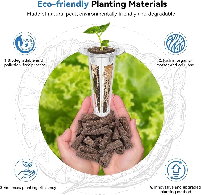 202pcs Hydroponic Pods Kit for Inbloom, AeroGarden, Ahopegarden, Grow Anything Kit for Indoor Garden Growing System Seed Pod Kit Includes 50 Grow Sponges, 50 Grow Baskets, 50 Grow Domes, 52 Stickers