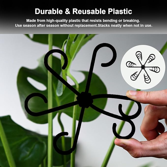 12pcs Climbing Houseplant Stem Supports,Plant stem Support Indoor Outdoor Use,Stem Hook Growth Accessories for Plant Garden, Promotes Upright Growth and Airflow(Black)